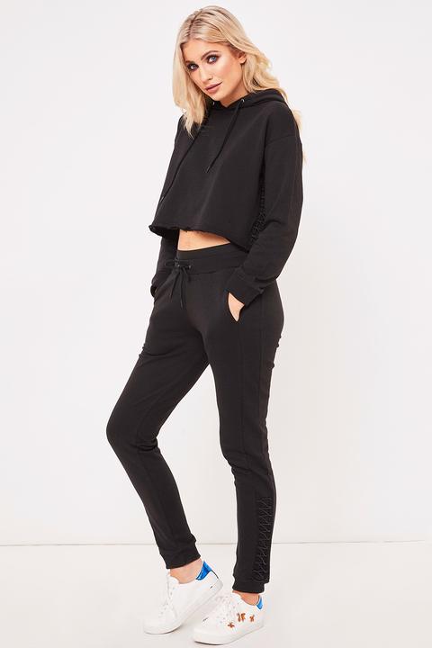 Natasha Black Side Lace Joggers