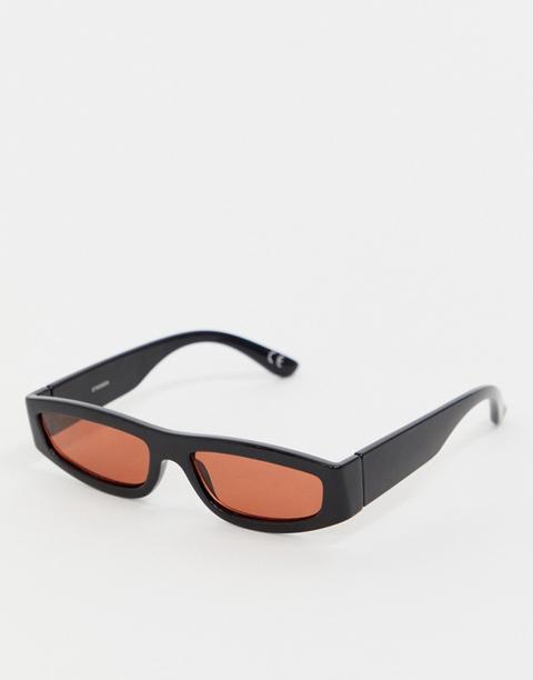Asos Design - Lunettes De Soleil Angulaires À Monture Droite Sur Le Bord Supérieur-noir