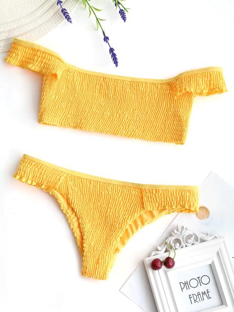 Bikini Con Volant A Spalle Scoperte Yellow