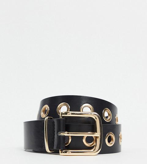 Cinturón Negro Para Vaqueros De Cintura Y Cadera Con Ojales En Dorado Exclusivo De My Accessories London Curve