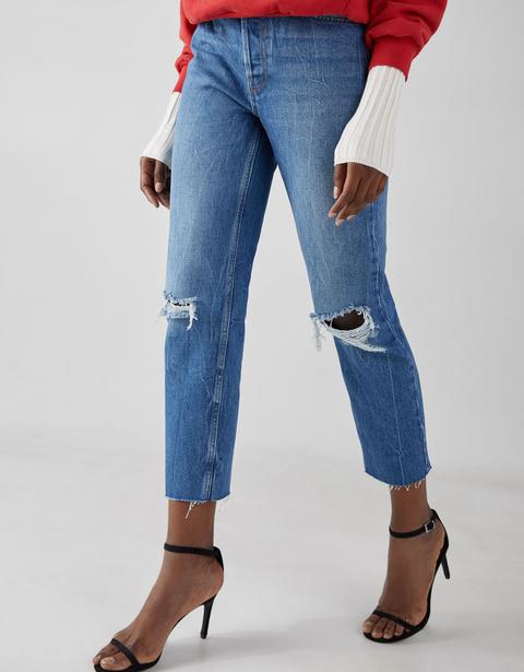 Jeans Straight Cropped Mid Rise