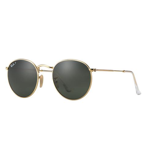 Ray Ban Round Metal Unisex Sunglasses Lenti: Verde Polarizzate, Montatura: Oro - Rb3447 112/58 50-21