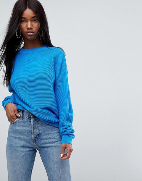 Asos - Maglione Oversize A Coste - Blu
