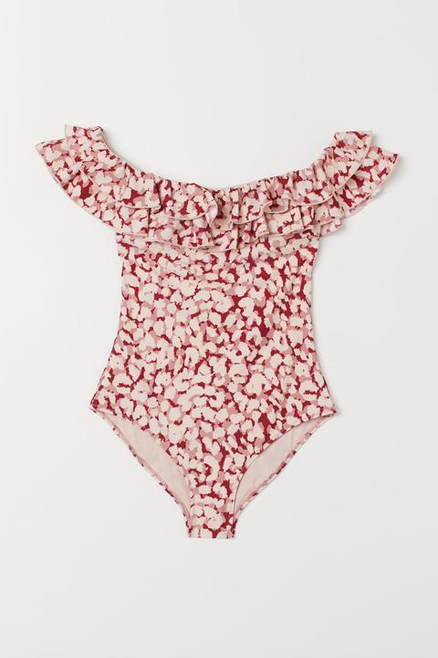 Traje De Baño Sin Hombros - Naranja