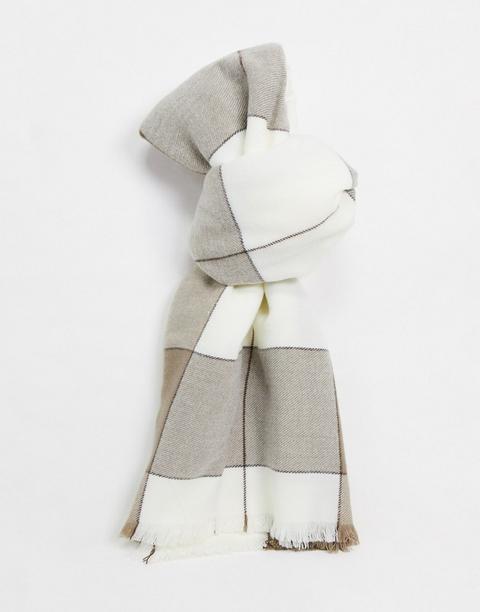 Asos Design Oversized Square Scarf In Blown Up Check In Mink-multi