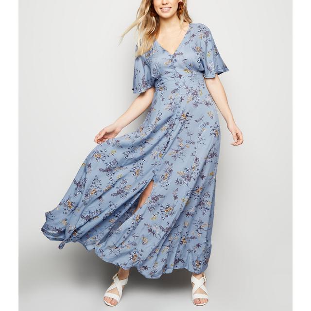 pale blue floral maxi dress
