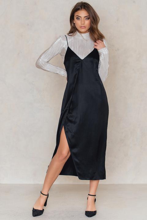 Asymmetric Slit Slip Dress
