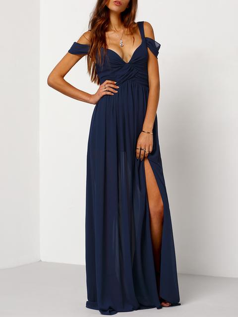 Navy Off The Shoulder Maxi Dress