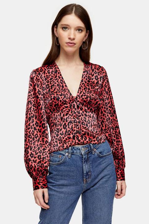 red zebra print top