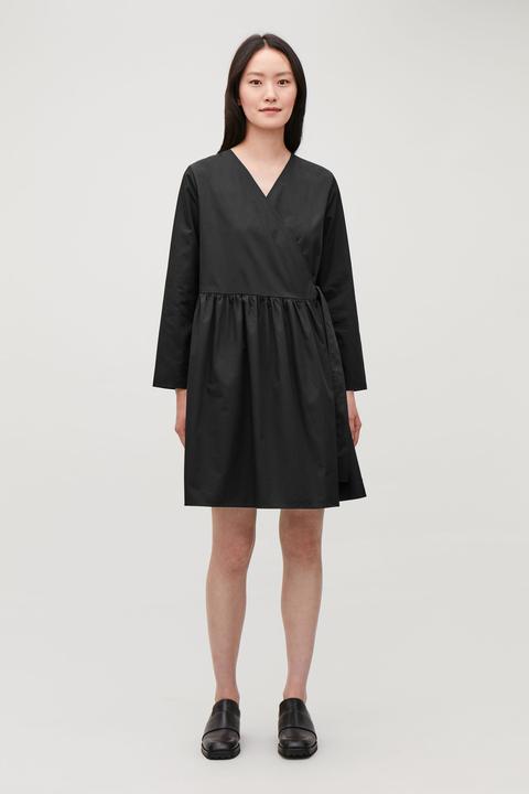 Pleated Fold-over Dress