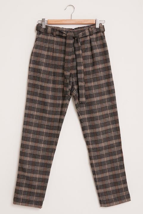 Pantalones Con Cinturón De Cuadros