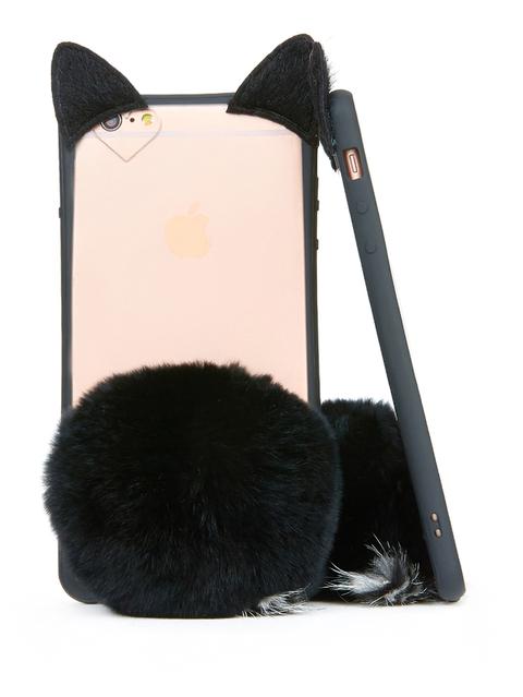 Cat Design Iphone Case With Pom Pom