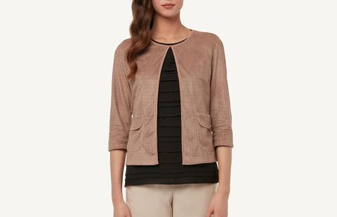 Cardigan In Suede Traforato