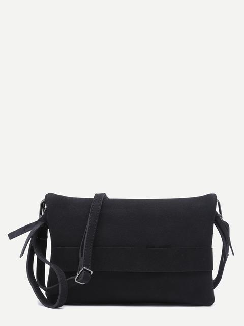 Bolso Clutch De Cuero Nubuck Negro