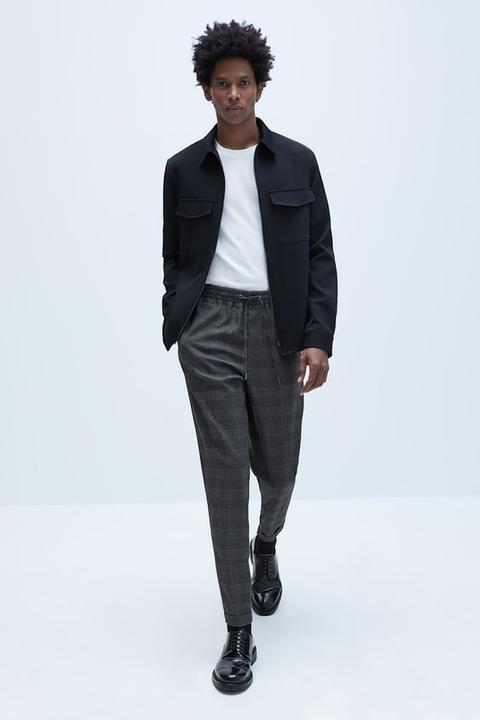 Checked Jogger Waist Trousers from Zara 