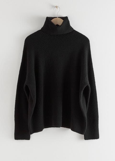 Oversized High Neck Sweater - Black