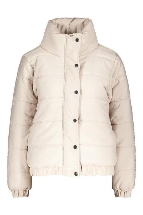 crop funnel neck padded jacket