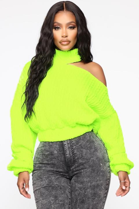 Cut Me Off Sweater - Neon Yellow