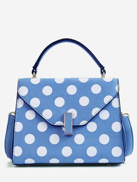 Borsa A Mano A Busta Chic A Pois Con Patta White Blue Black Red