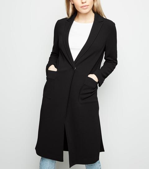 new look black duster coat