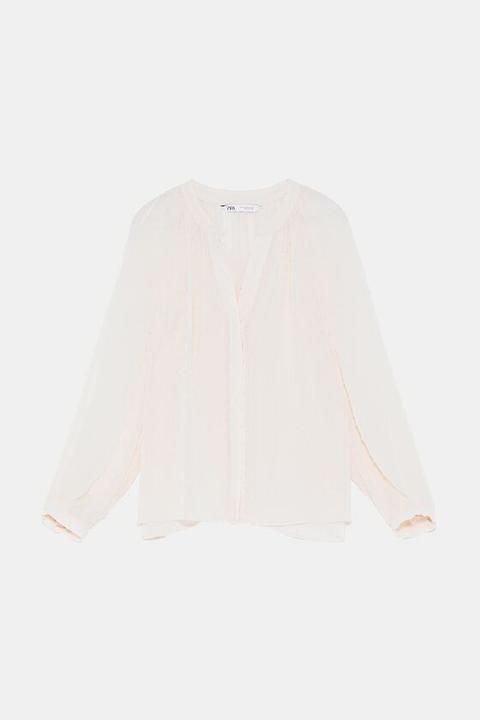 Blouse Semi-transparente En Plumetis