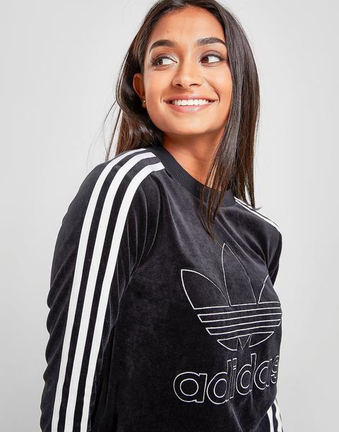 adidas originals sweatshirt dress with velvet sleeves