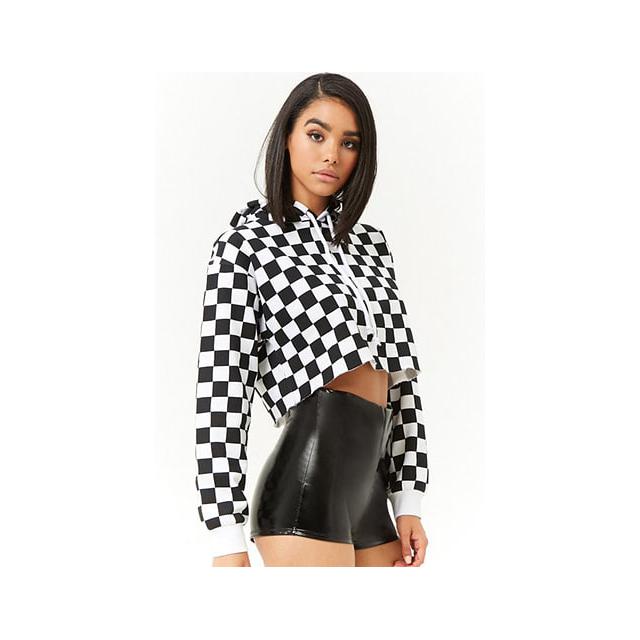 checkered crop hoodie