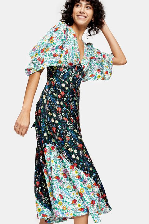 Womens Idol Mixed Print Midi Dress - Multi, Multi