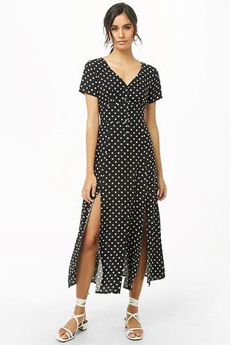 Forever 21 Polka-dot Maxi Dress , Black/ivory