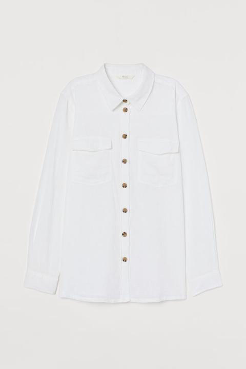 Linen-blend Shirt - White