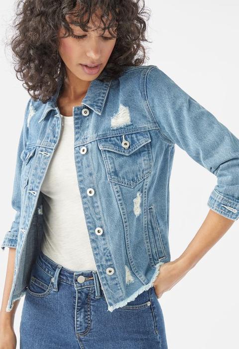 frayed denim jacket