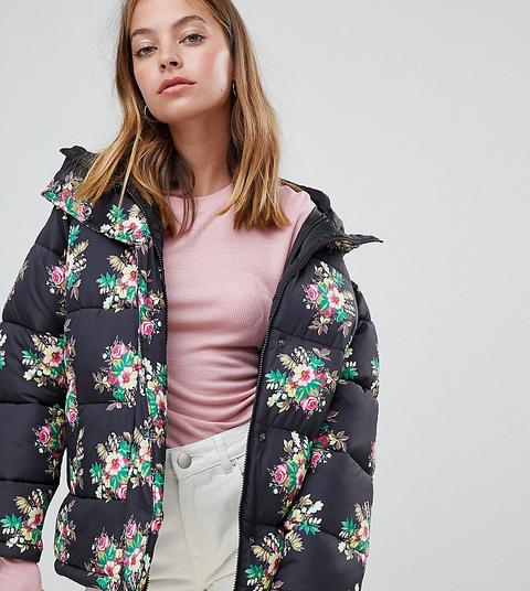 Chaqueta De Plumas Con Diseño Floral De Asos Design Petite