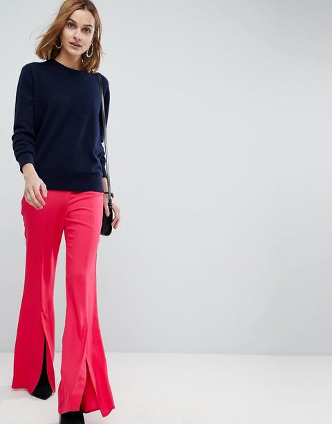 Asos - Pantaloni Slim Con Spacco Frontale - Rosa