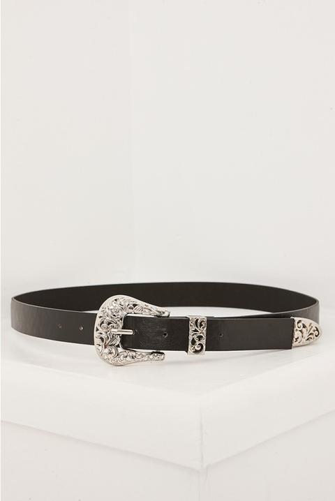 Black Single Buckle Western Belt