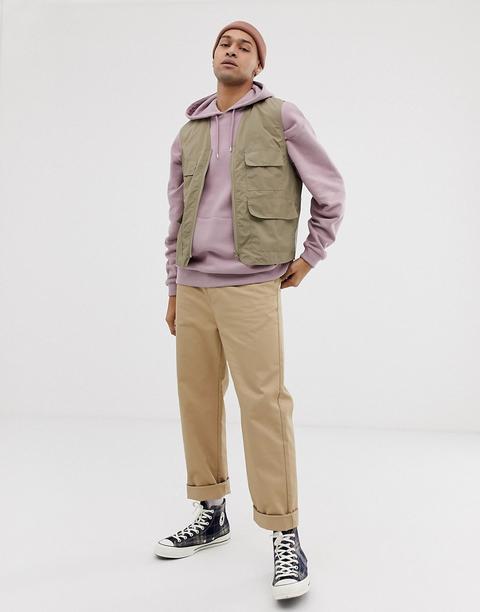 Asos Design Utility Gilet In Khaki
