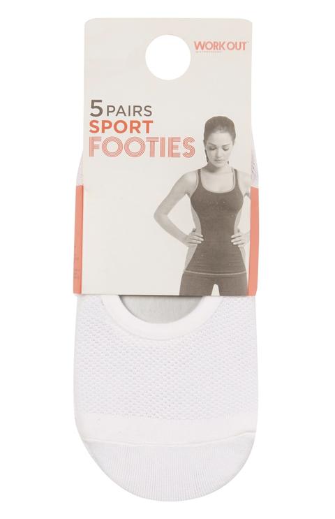 5 Pack White Sports Liner Socks