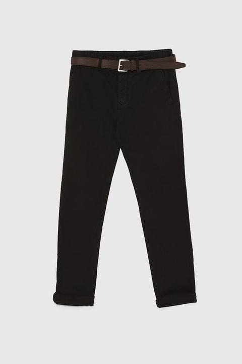 Pantaloni Basic Chino Con Cintura