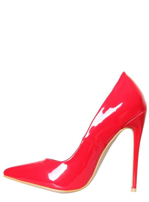 red patent stiletto heels