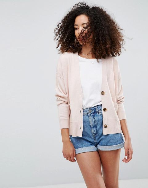 Asos - Cardigan Boyfriend Squadrato - Rosa