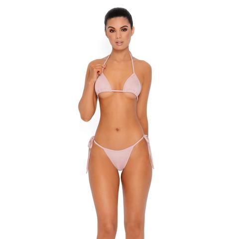 Bare It All Thong Micro Bikini In Blush