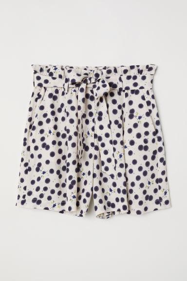 H & M - Pantalón Corto Paper Bag - Blanco