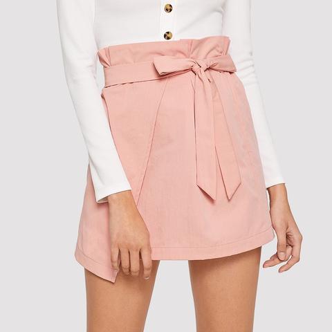 Gonne Aderente Colore Unico Rosa Look Preppy