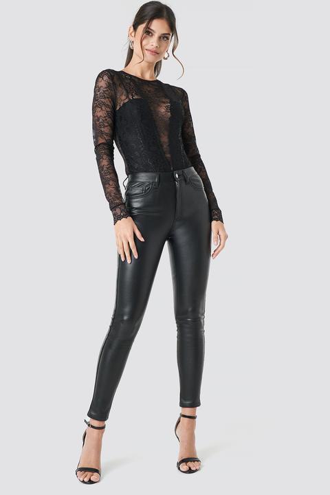 Faux Leather Trousers Black