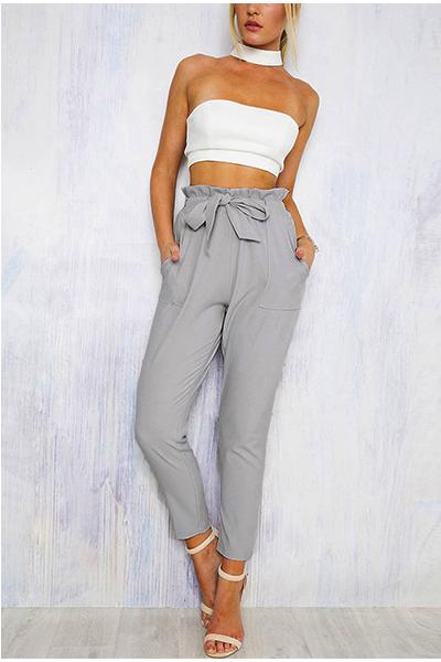 tie waist cropped trousers