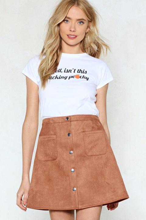 Drop Me A-line Faux Suede Skirt