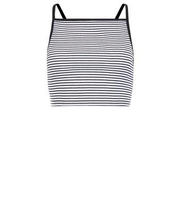 Black Ribbed Stripe Crop Top