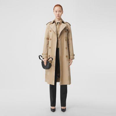 Trench En Gabardine De Coton Check (miel) - Femme | Burberry