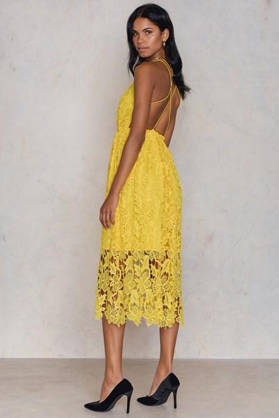 Na-kd Boho Crochet Strap Back Dress - Yellow