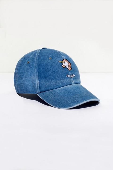 Cappello In Denim Con Unicorno