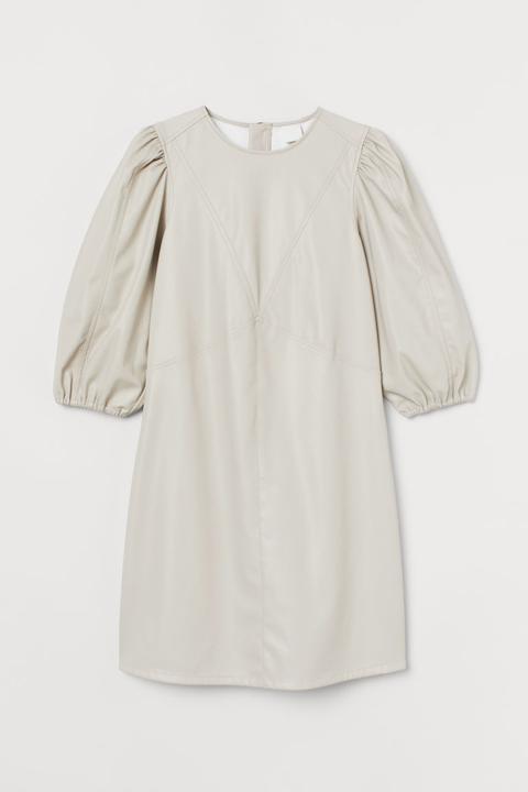 Vestido En Piel Sintética - Beis